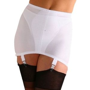 XL WHITE  Bride's Open bottom Girdle 4 straps/garters. Stretch Satin